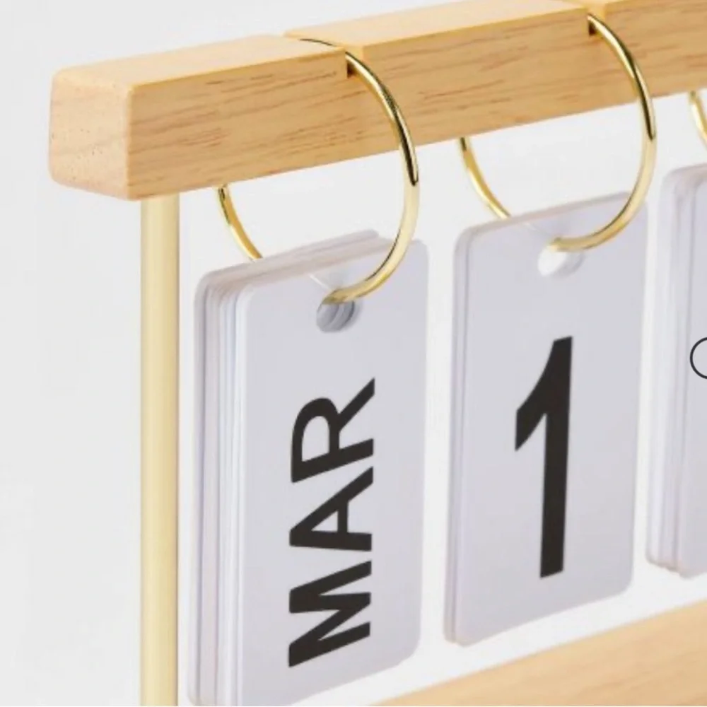 Rubber Wood Desk Flip Calendar in Natural Wood Tone by Threshold